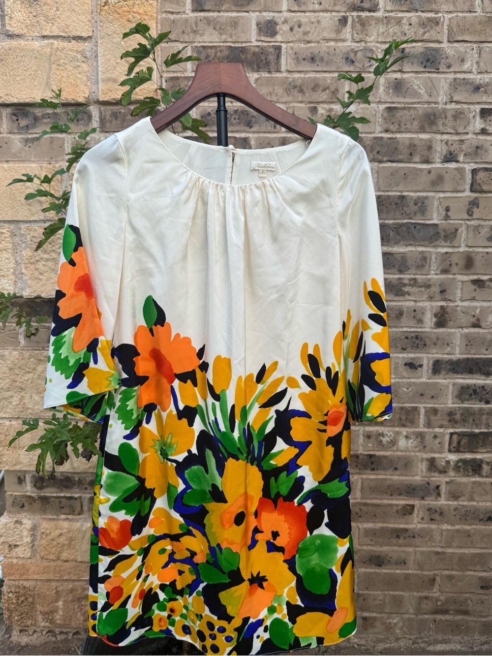 Anthropologie Shoshanna White Shift Silk Dress Floral Print Size 0